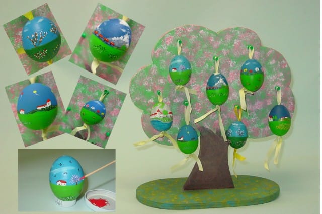 decorazione pasquale da appendere all'albero di Pasqua composto da 1 uovo  ripieno di tante ovette colorate - Fioreproibito
