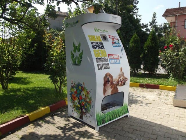 A Istanbul cassonetti per distribuire cibo ai cani randagi in cambio di bottiglie di plastica