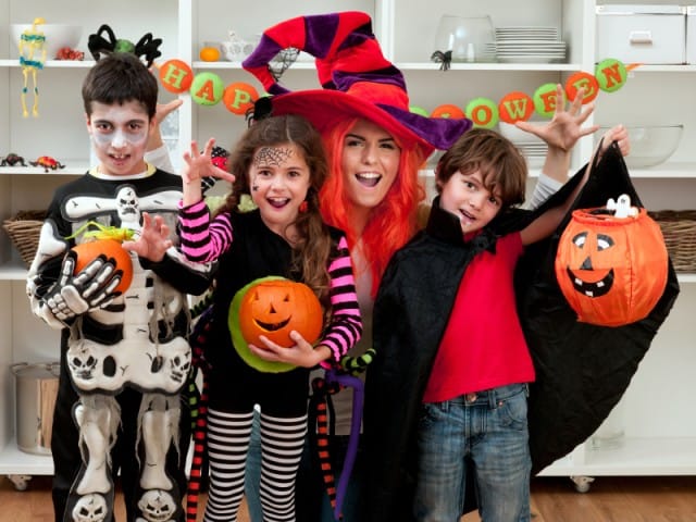 4 pezzi Decorazione di Halloween，Cerchietto di Halloween，Grembiule di Halloween per Festa di Halloween Carnevale di Halloween Masquerade